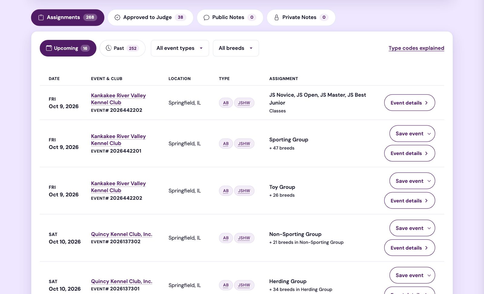 A judge's upcoming assignments